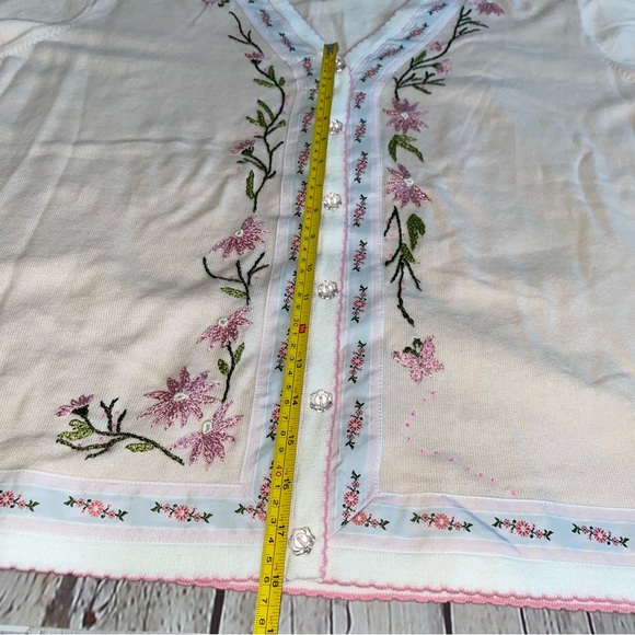 Storybook Knits “Pretty In Pink” Embroidered Floral Cardigan Sweater Sz 3XL - Picture 11 of 12